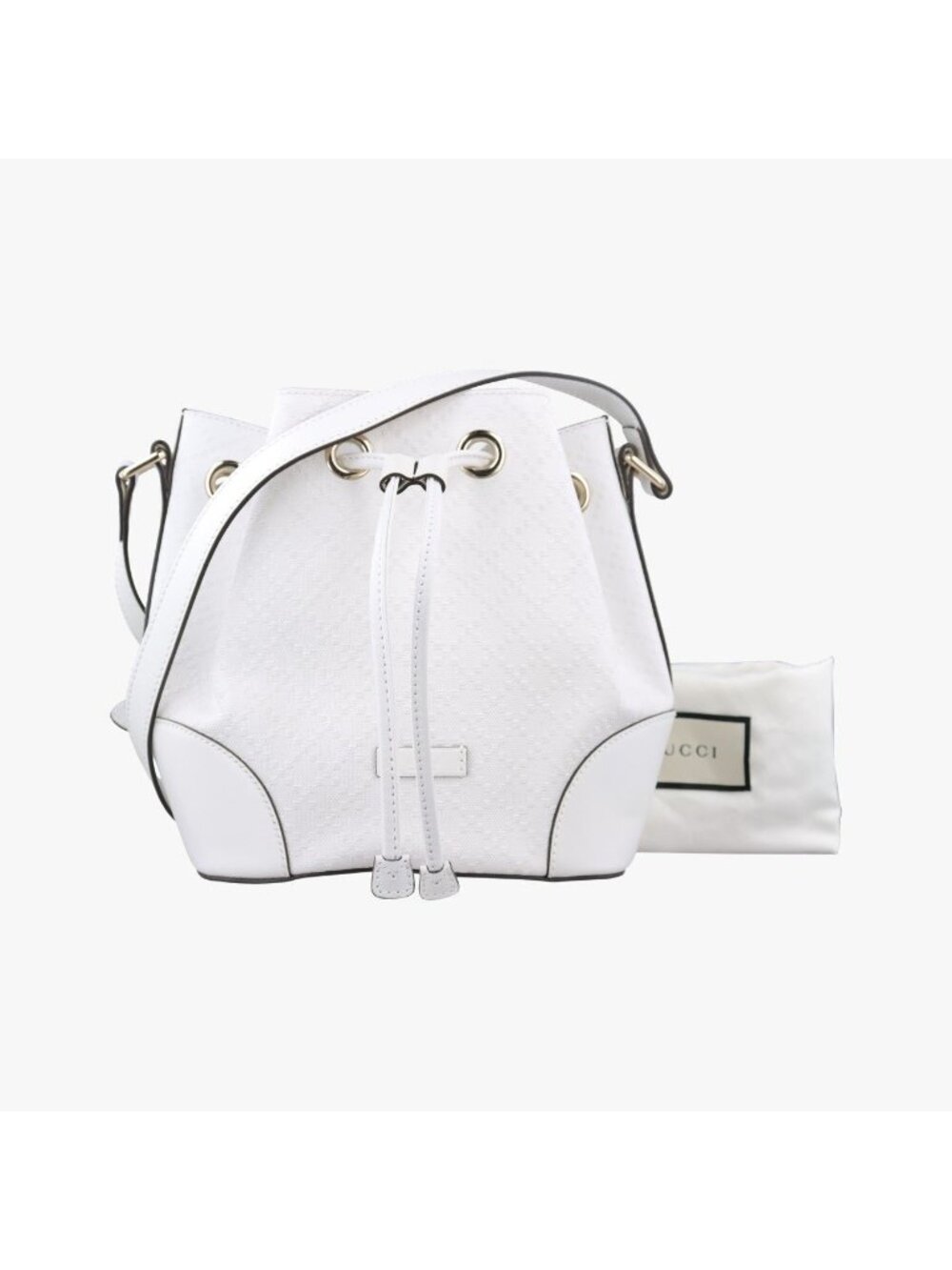 Gucci Bright Diamante Bucket White Leather